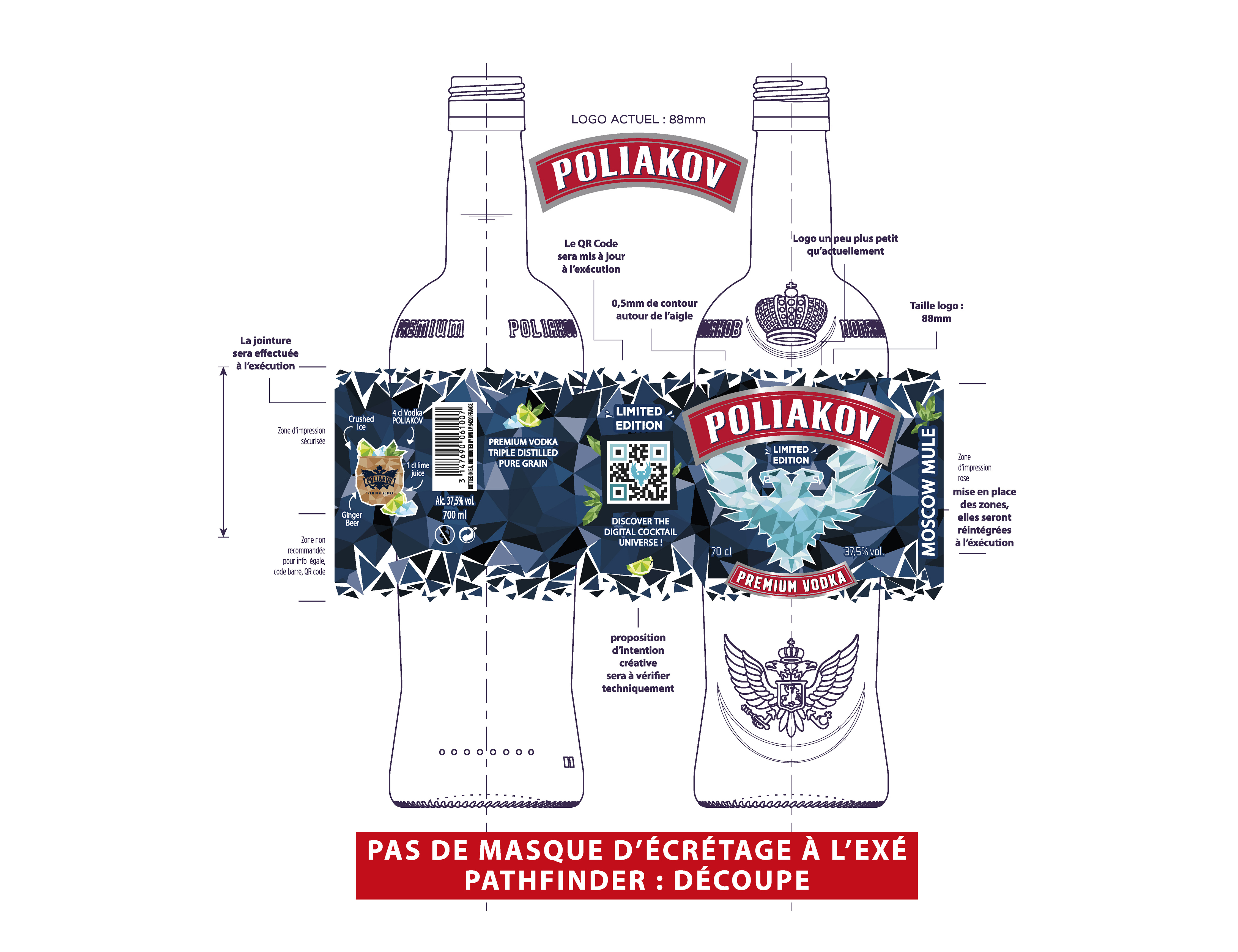 Exécution du design pour impression direct sur bouteille Poliakov